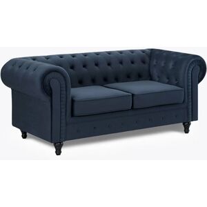 HOME DETAIL Chesterfield Pleat Midnight Blue Velvet Sofa 2s