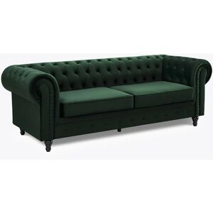 HOME DETAIL Chesterfield Pleat Green Velvet Sofa 3s