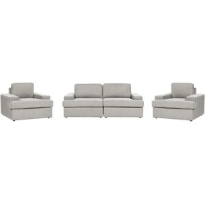 Beliani - Classic 5 Seater Sofa Set Upholstered Polyester Fabric with Armchair Cushioned Backrest Thickly Padded Light Grey Alla - Grey