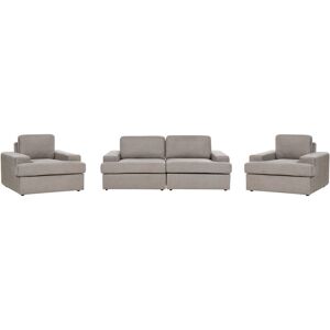 Beliani - Classic 5 Seater Sofa Set Upholstered Polyester Fabric with Armchair Cushioned Backrest Thickly Padded Taupe Alla - Brown