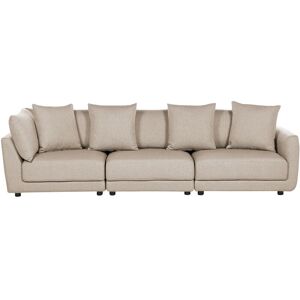 BELIANI Classic Upholstered 3 Seater Couch Fabric Sofa Extra Throw Cushions Beige Sigtuna - Beige