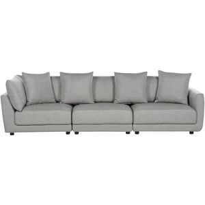 BELIANI Classic Upholstered 3 Seater Couch Fabric Sofa Extra Throw Cushions Light Grey Sigtuna - Grey