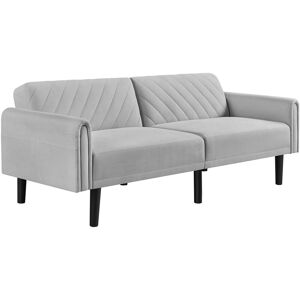 Yaheetech - Convertible Sofa Bed, Fabric 3-Seater Sofa Bed for Limited Space/Small Apartments, Light Gray