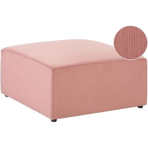 BELIANI Modern Corduroy Ottoman Upholstered Square Footstool Pink Lemvig - Pink