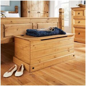 Solid Pine Ottoman Single Bedding Box Toy Chest Traditional Mexican Style - Pine - Corona