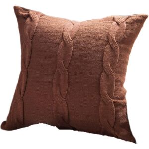 PESCE Cotton Knitted Throw Pillow Cover Double-Cable Warm Pillow Case Cushion Cover for Bed Sofa Couch Decoration Set of 2-Coffee