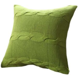 PESCE Cotton Knitted Throw Pillow Cover Double-Cable Warm Pillow Case Cushion Cover for Bed Sofa Couch Decoration Set of 2-Green