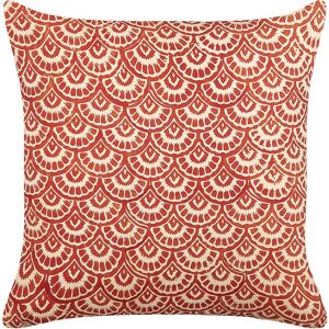 BELIANI Cotton Scatter Cushion Red Cream Geometric Pattern 45 x 45 cm rhus - Red