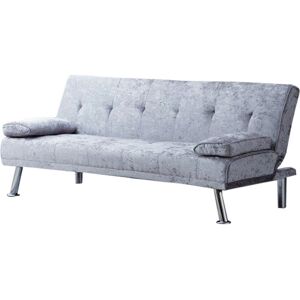 COMFY LIVING Crushed Velvet Italian Designer Style Sofa Bed in Steel