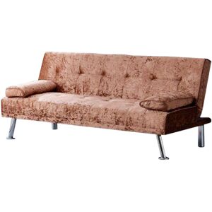 COMFY LIVING Crushed Velvet Italian Designer Style Sofa Bed in Brown