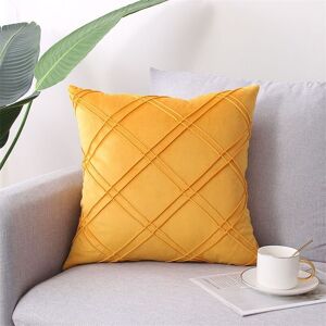 Groofoo - Cushion Cover 2 Pieces Geometric Three-Dimensional Velvet Pillow Case 45 x 45 cm Home Sofa Bedroom Car Decorative (Dark Yellow)