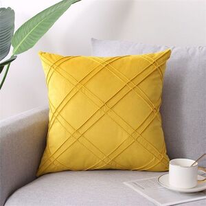 Groofoo - Cushion Cover 2 Pieces Geometric Three-Dimensional Velvet Pillow Case 45 x 45 cm Home Sofa Bedroom Car Decorative (Light Yellow)