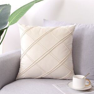 Groofoo - Cushion Cover 2 Pieces Geometric Three-Dimensional Velvet Pillow Case 45 x 45 cm Home Sofa Bedroom Car Decorative (White)