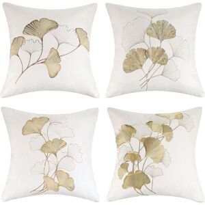 HÉLOISE Cushion Cover 40X40 Ginkgo Biloba Leaves Polyester Set of 4 Autumn Plants Decorative Sofa Cushion Cover Soft Outdoor Cushions for Living Room Garden