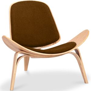 PRIVATEFLOOR Designer armchair - Scandinavian armchair - Fabric upholstery - Lucy Brown Solid Oak, Fabric, Fabric, Wood - Brown