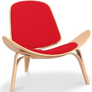 PRIVATEFLOOR Designer armchair - Scandinavian armchair - Fabric upholstery - Lucy Red Solid Oak, Fabric, Fabric, Wood - Red