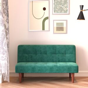 WARMIEHOMY Dark Green 2 Baby Seater Convertible Sofa Bed with Wooden Legs