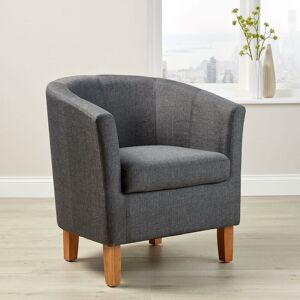 STAFFORD Dark Grey Fabric Tub Chair Wooden Legs Armchair Living Room Modern Office - Grey