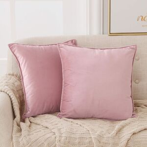 Deconovo - Square Velvet Cushion Covers with Invisible Zipper Set of 2 45 x 45 cm Baby Pink - Baby Pink