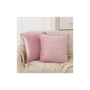 Square Velvet Cushion Covers with Invisible Zipper Set of 2 50 x 50 cm Baby Pink - Baby Pink - Deconovo
