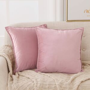 Deconovo Square Velvet Cushion Covers with Invisible Zipper Set of 2 60 x 60 cm Baby Pink - Baby Pink