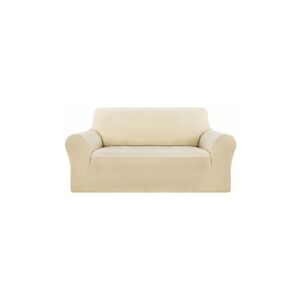 Stretch Slipcovers Jacquard Sofa Cover Anti-Slip Polyester Spandex Fabric Sofa Protector(Two Seater, Beige) - Beige - Deconovo