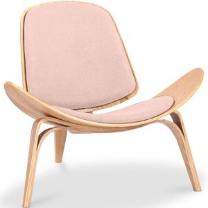 PRIVATEFLOOR Designer armchair - Scandinavian armchair - Fabric upholstery - Lucy Peach Solid Oak, Fabric, Fabric, Wood - Peach