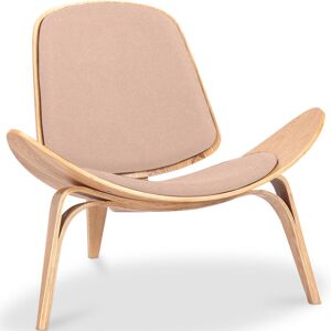 PRIVATEFLOOR Designer armchair - Scandinavian armchair - Fabric upholstery - Lucy Cream Solid Oak, Fabric, Fabric, Wood - Cream