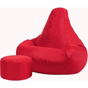 Veeva - Outdoor Recliner Bean Bag and Footstool - Indoor Outdoor Water Resistant Gamer Chair - Red