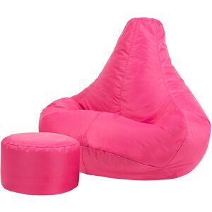 Veeva - Outdoor Recliner Bean Bag and Footstool - Indoor Outdoor Water Resistant Gamer Chair - Pink