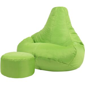 Veeva - Outdoor Recliner Bean Bag and Footstool - Indoor Outdoor Water Resistant Gamer Chair - Lime Green