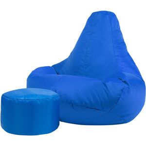 Veeva - Outdoor Recliner Bean Bag and Footstool - Indoor Outdoor Water Resistant Gamer Chair - Blue