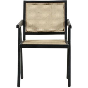 URBAN DECO Dining Armchair, Black Wooden Frame with Natural Cane Back… - black