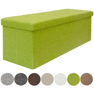 Dunedesign Folding Ottoman 110x38x38cm xxl incl 2 partitions 120L rectangular Storage Bench upholstered lid seat 3 container to store Lemon Green - grün
