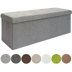 Dunedesign Folding Ottoman 110x38x38cm xxl incl 2 partitions 120L rectangular Storage Bench upholstered lid seat 3 container to store Light Grey - grau