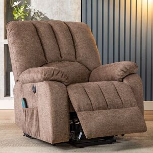 MODERNLUXE Electric Power Lift Recliner Chair Sofa Armchair with Massage and Heat for Elderly 2 Side Pockets USB Ports for Living Room, Brown