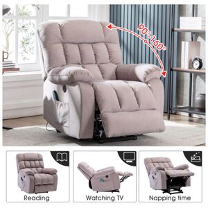 GROOFOO Electric Power Lift Recliner Chair Sofa Armchair with Massage and Heat for Elderly,2 Side Pockets,USB Ports,Overstuffed Breathable Fabric