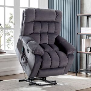 Abrihome - Electric Power Lift Recliner Chair Sofa with Massage and Heat for Elderly 2 Side Pockets usb Ports Single Recliner Chairs for Living Room