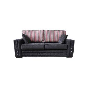 DESIGNER SOFAS 4 U Envy Diamante Crystal 3 Seater Fabric Sofa Upholstered In Argent Stripe Black