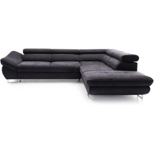 FURNITURE STORY Fabio Corner Sofa Bed Right Black Monolith 97