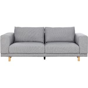 BELIANI Fabric 3 Seater Sofa Minimalistic Style Wide Armrests Cushioned Backrest Grey Nivala - Grey