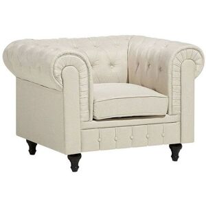 BELIANI Modern Scroll Arm Fabric Club Chair Tufted Back Beige Chesterfield - Beige