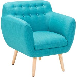 BELIANI Mid Century Modern Low Back Upholstered Armchair Sea Blue Melby - Blue