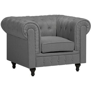 BELIANI Classic English Chesterfield Armchair Button Tufted Grey Fabric Chesterfield Big - Grey