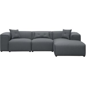 BELIANI Modern Fabric Corner Sofa Polyester Extra Scatter Cushions Dark Grey Dolva - Grey