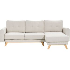 BELIANI Fabric Left Corner Sofa Sleeper Function Pull Out Tufted Cushioned Back Beige Siro - Beige