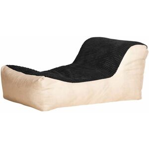 HUMZA AMANI Fabric Lounger Bean Bag with Beans Filling - Black/Ivory - Ivory