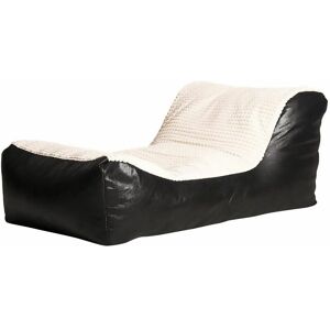 HUMZA AMANI Fabric Lounger Bean Bag with Beans Filling - Stone/Black - Black