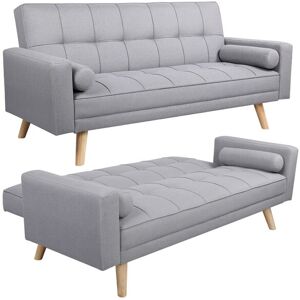 Fabric Upholstered Convertible Sofa Bed,3 Adjustable Back Angles, Gray - Yaheetech