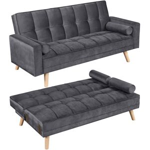 Fabric Upholstered Convertible Sofa Bed,3 Adjustable Back Angles, Modern Gray - Yaheetech